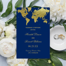 Programas de Boda de Mapa Mundial en Azul Marino y