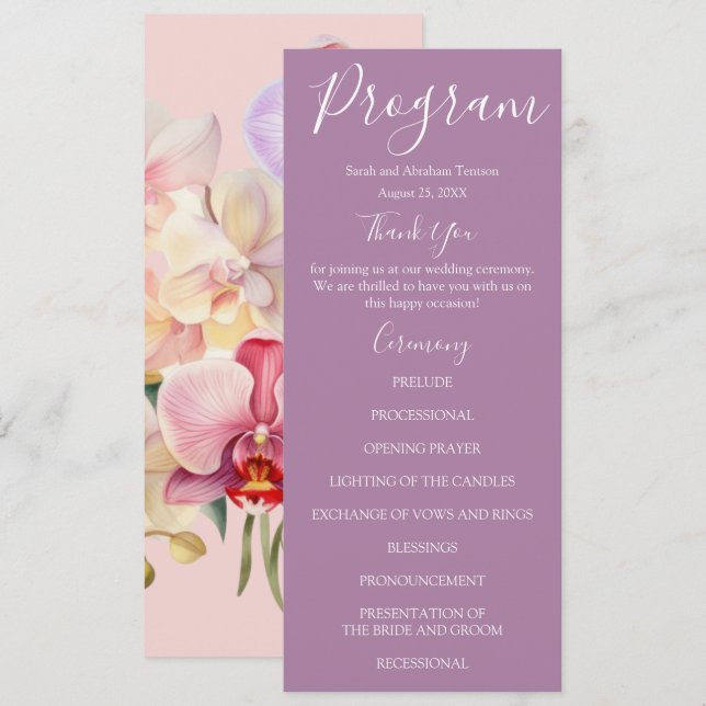 Programas de Boda de Orquídeas Arcoíris Pastel (Anverso / Reverso)