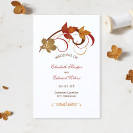 Programas de Boda de Otoño con Hojas Caídas Rústic