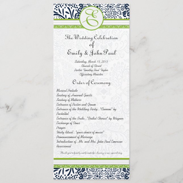 Programas de Boda de Pájaros de Amor Gris Verde Ma (Anverso)