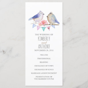 programas de boda de parejas de aves amorosas