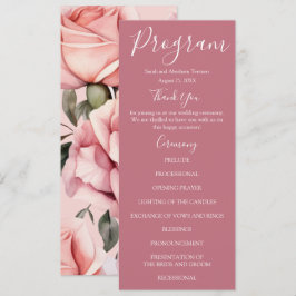 Programas de Boda de Rosas Rosadas Malva y Blancas