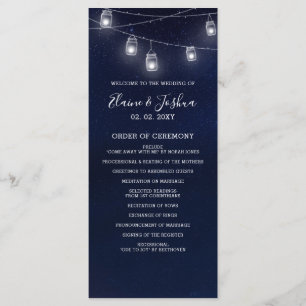 programas de boda de starry sky mason jars