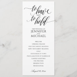 Programas de Boda de Tipografía Elegante | Negro