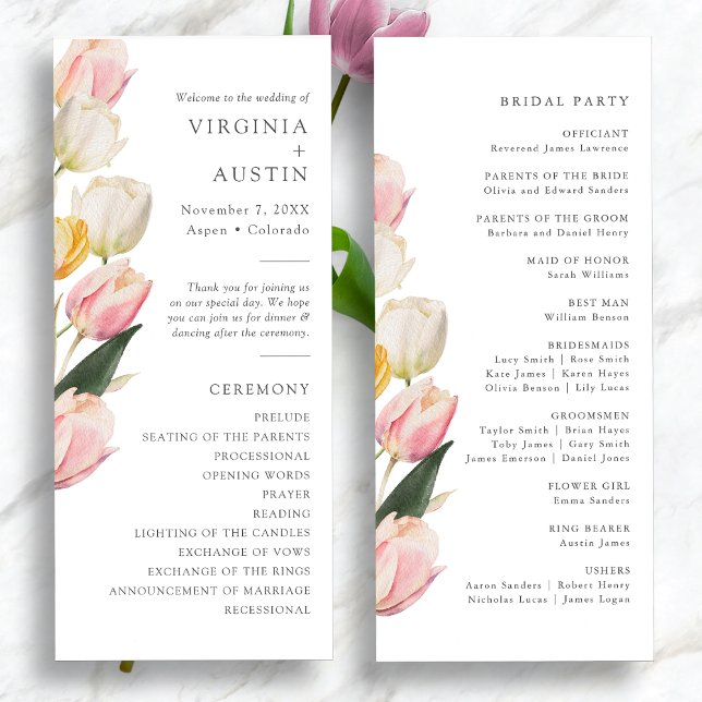 Programas de Boda de Tulipán Elegante (Elegant Watercolor Tulip Wedding Programs by Painted Paperie
)