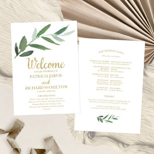 Programas de Boda de Verde con Hoja de Oro Simple