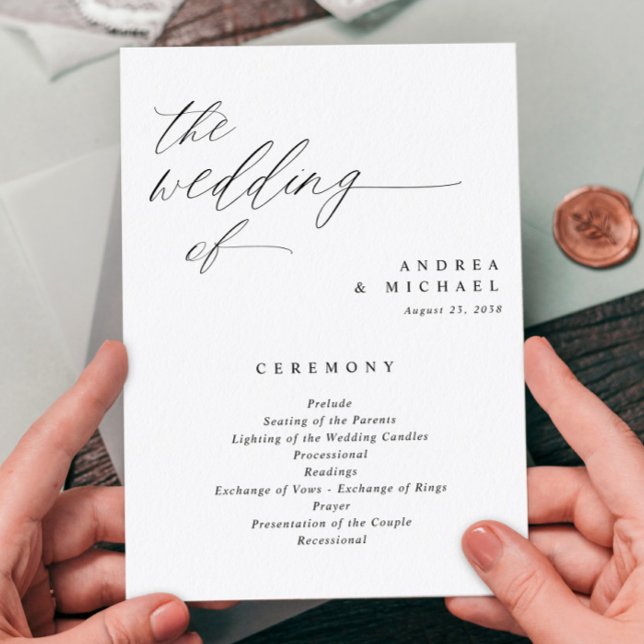 Programas de Boda Elegante 5x7 Caligrafía romántic (Subido por el creador)