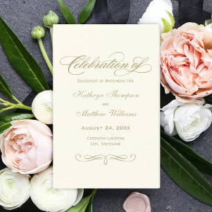 Programas de Boda Elegante de Caligrafía de Oro de