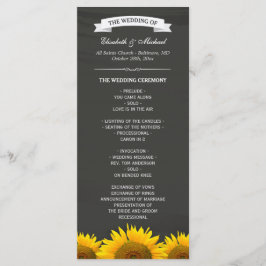Programas De Boda Elegante Sunflowers Chalkboard