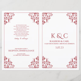Programas de Boda Elegantes - Folleto de Doblez -