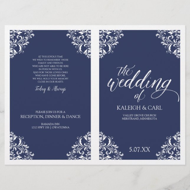 Programas de Boda Elegantes -Nadine (Azul Marino) (Anverso)