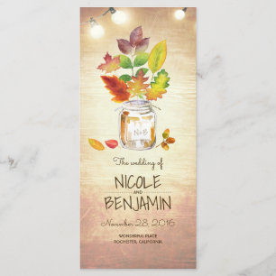 Programas de boda Fall Mason Jar y String Lights