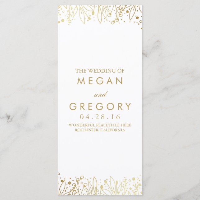 Programas de Boda Floral de Oro en el Resino del B (Anverso)