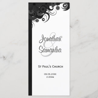 Programas de Boda Floral en Gótico Blanco y Negro