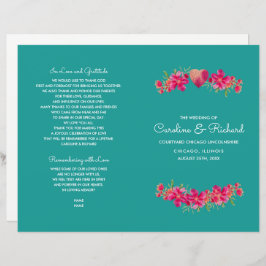 Programas de Boda Floral Turquesa Fuchsia