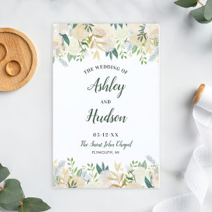Programas de Boda Florales en Rosa Dorado y Verde