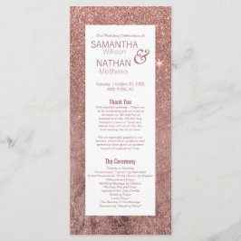 Programas de Boda Girly Modern Rosa Gold Purpurina