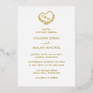 programas de boda Invitación al Relieve metalizado