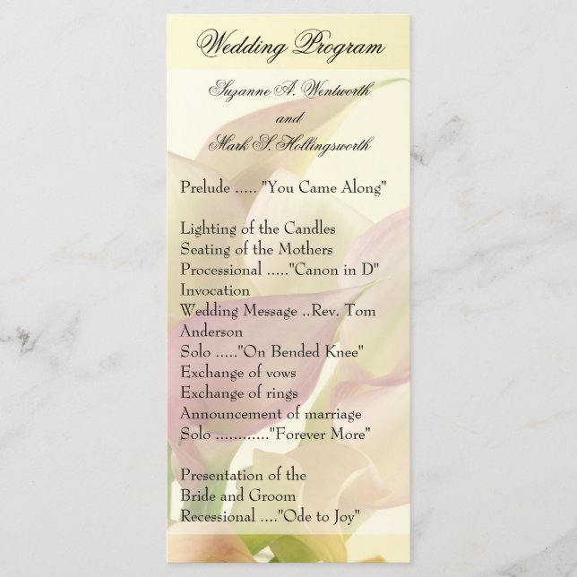 Programas de boda Lily, Floral, Flores, Primavera (Anverso)