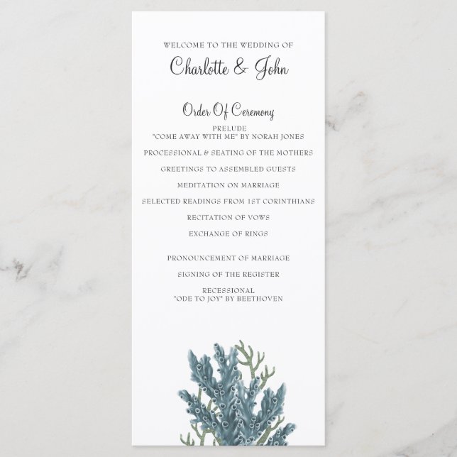 Programas de Boda Marítima de Corales Azules (Anverso)