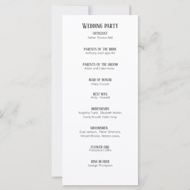 Programas de boda Modernos Tarjeta Plana de Daisy (Reverso)