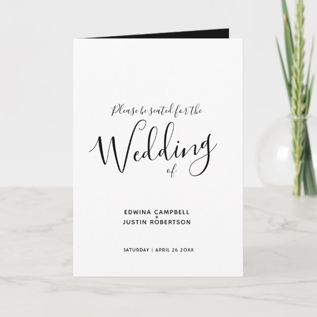 Programas de boda mono-guion simples con letras (Anverso)