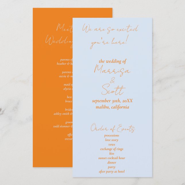 programas de boda naranja y azul (Anverso / Reverso)