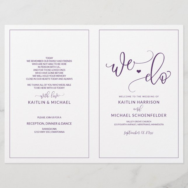 Programas de boda Pluma de caligrafía de rebote mo (Anverso)