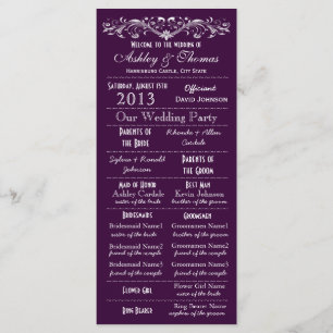 Programas de Boda Púrpura al Estilo Tipografía Vin