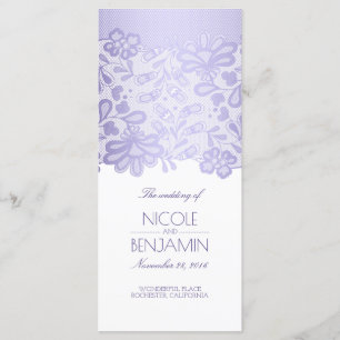 Programas de Boda Púrpura de Lavanda Elegante Lace