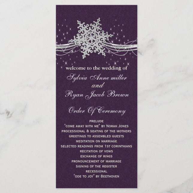 programas de boda púrpura Silver longitud del té (Anverso)