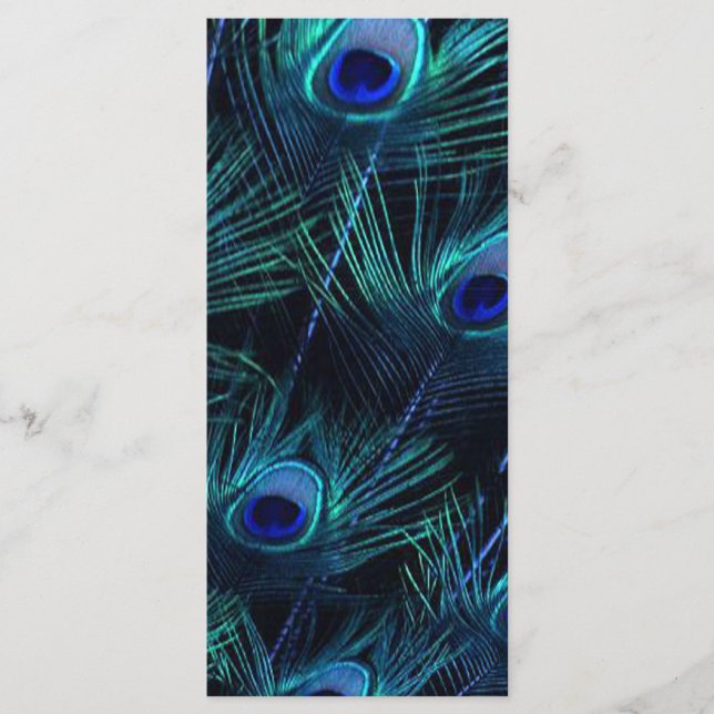 Programas de Boda Real Azul Plata de Pavo Real (Anverso)