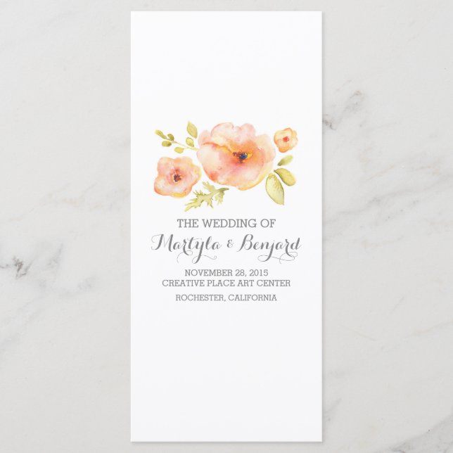 programas de boda románticos con flores acuáticas (Anverso)