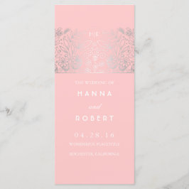 Programas de boda rosada para flores de plata rura