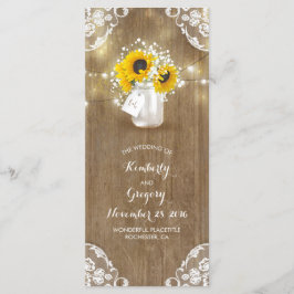 Programas de boda Rustic Mason Jar y Sunflowers