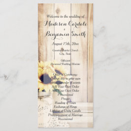 Programas de boda Rustic Sunflowers Mason Jar