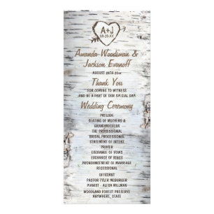 Programas de Boda Rústica de Árbol de Birch Countr