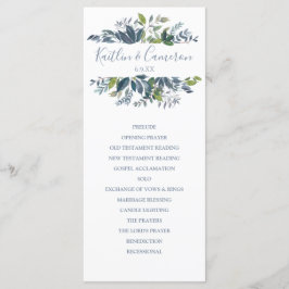 Programas de Boda - Vegetación Pintada (Azul Polvo