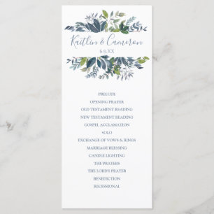 Programas de Boda - Vegetación Pintada (Azul Polvo