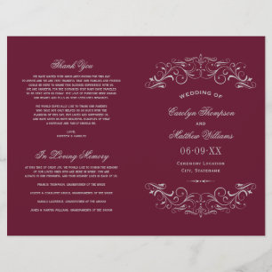 Programas de Boda Vintage Granate Plata
