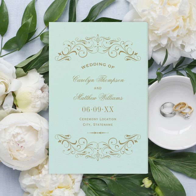 Programas de Boda Vintage Mint Antique Flourish (Subido por el creador)