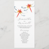 Programas de boda Watercolor Red Dragonfly