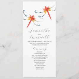 Programas de boda Watercolor Red Dragonfly