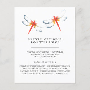 Programas de boda Watercolor Red Dragonfly