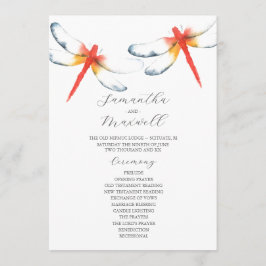 Programas de boda Watercolor Red Dragonfly