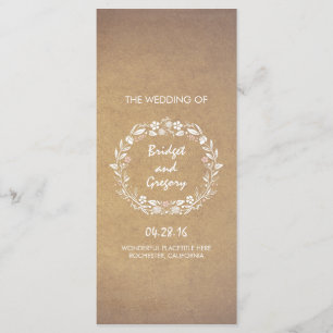 programas de bodas al estilo floral wreath kraft