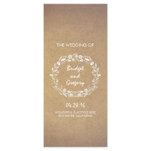programas de bodas al estilo floral wreath kraft