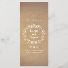 programas de bodas al estilo floral wreath kraft
