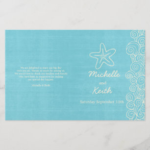Programas de bodas con estrellas marinas y nata az
