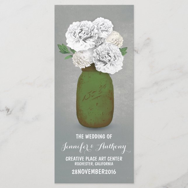 Programas de bodas con flores blancas de carmín pi (Anverso)